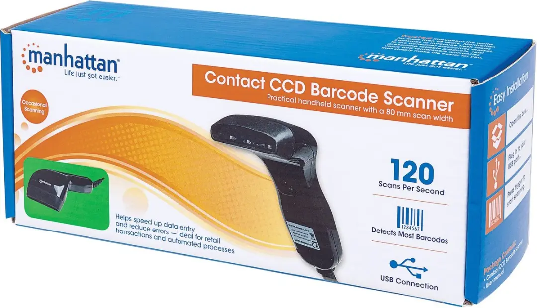 Manhattan 401517 Barcodelezer - 1D CCD - Zwart