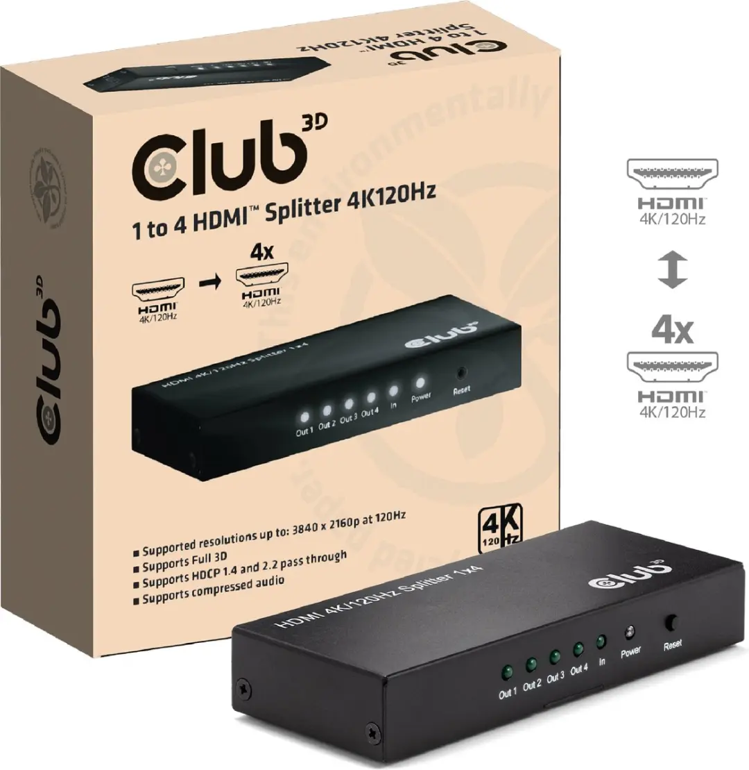 Club3D CSV-1385 HDMI Splitter 1 naar 4