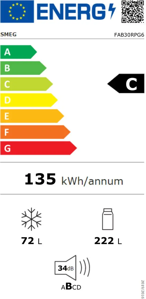 Smeg FAB30RPG6 Koel-Vriescombinatie 294L - Groen