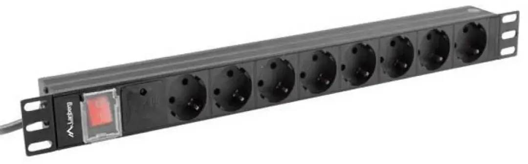 Lanberg PDU-08F-0200-BK Schuko 8-voudige verdeeldoos - Zwart