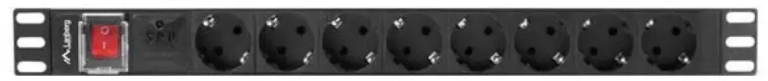 Lanberg PDU-08F-0200-BK Schuko 8-voudige verdeeldoos - Zwart