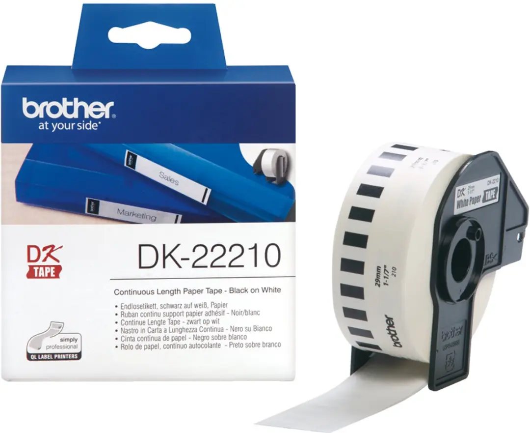 Brother DK22210 Doorlopende Papiertape 29mm - Wit - afbeelding 6 van 6