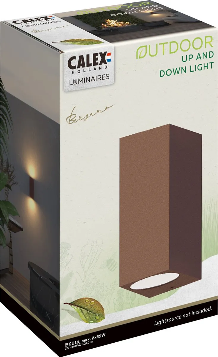 Calex Wandlamp Bergamo 2x GU10 IP54 Roest