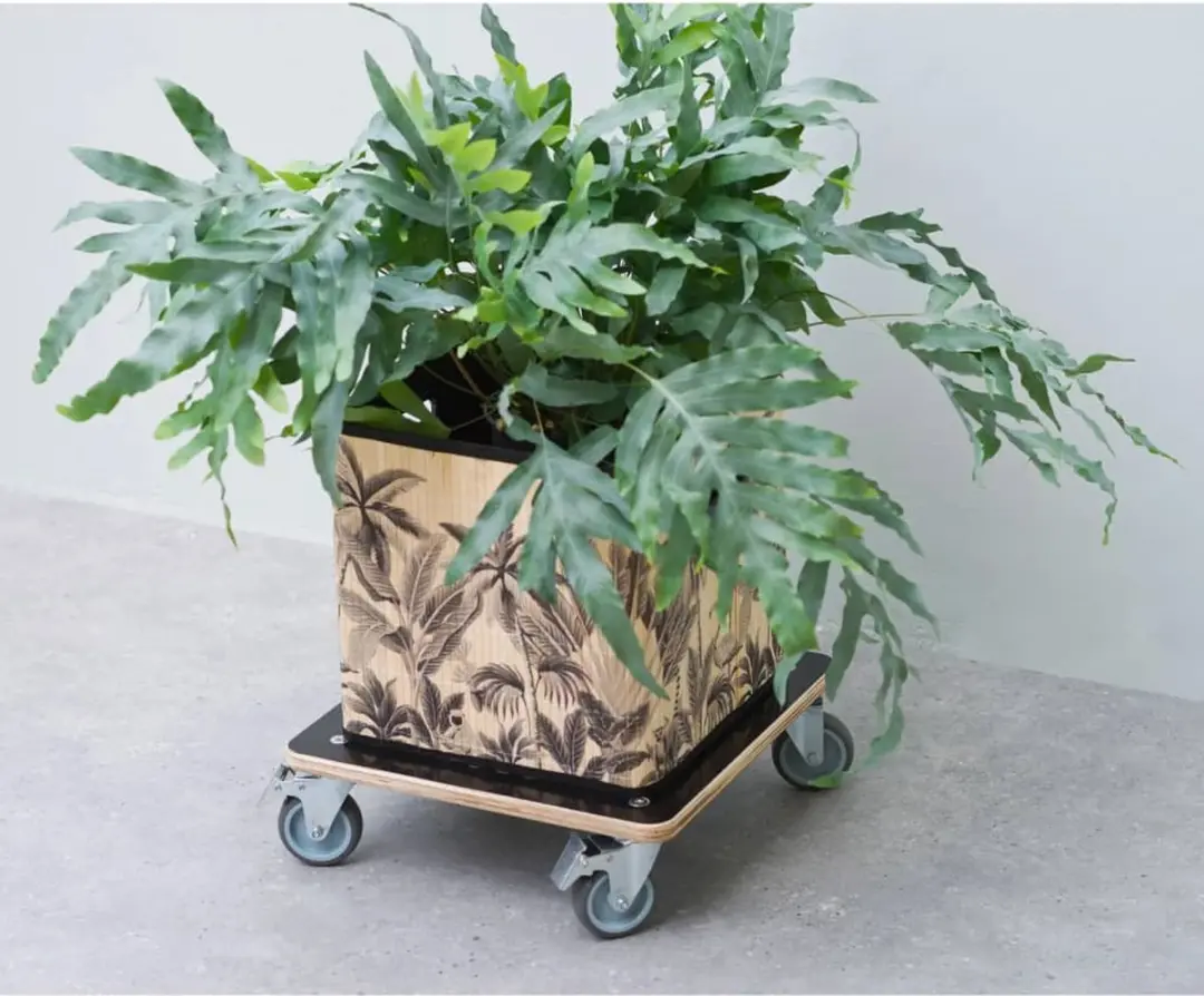 Nature Planttrolley - 12,5x38x38cm - Hout - Zwart