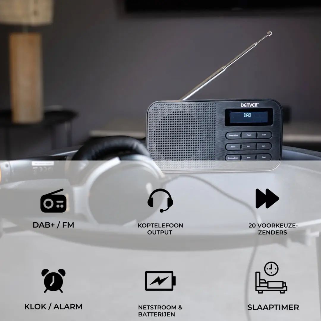 Denver DAB42 Noodradio - Zwart