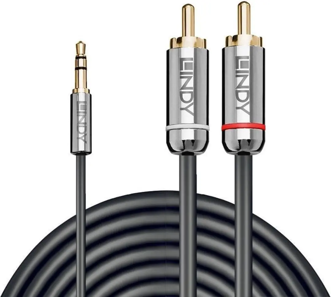 Lindy 35337 Audiokabel 10m 3,5mm naar 2xRCA - Antraciet