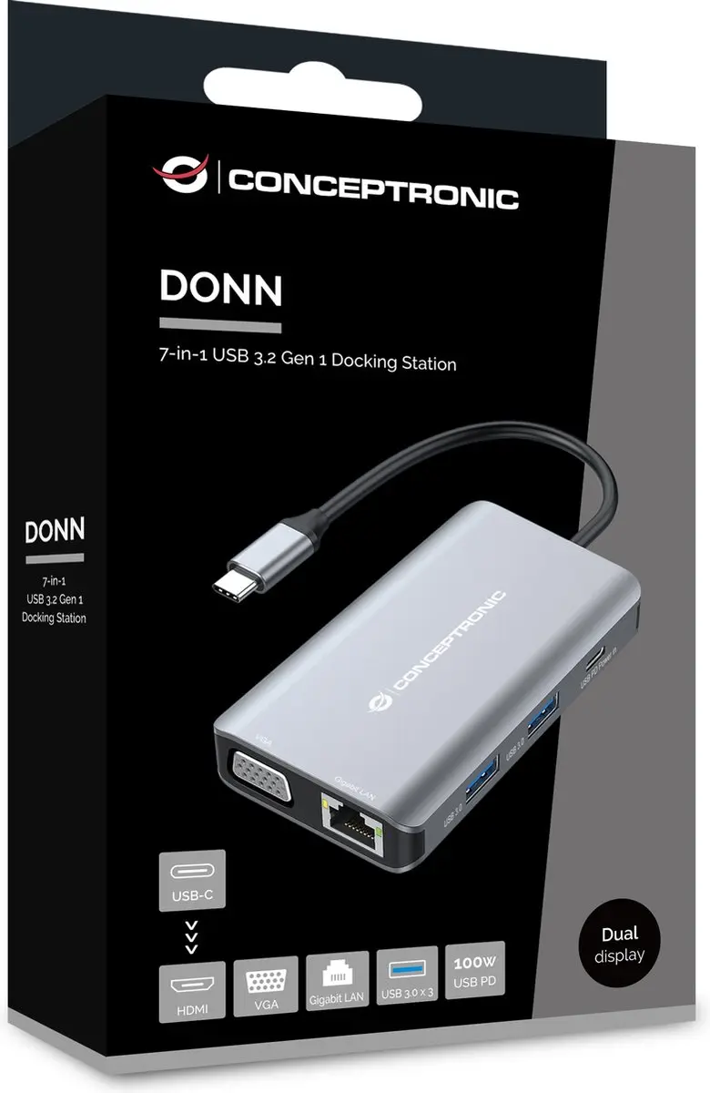 Conceptronic DONN21G Dockingstation - Grijs - afbeelding 6 van 6