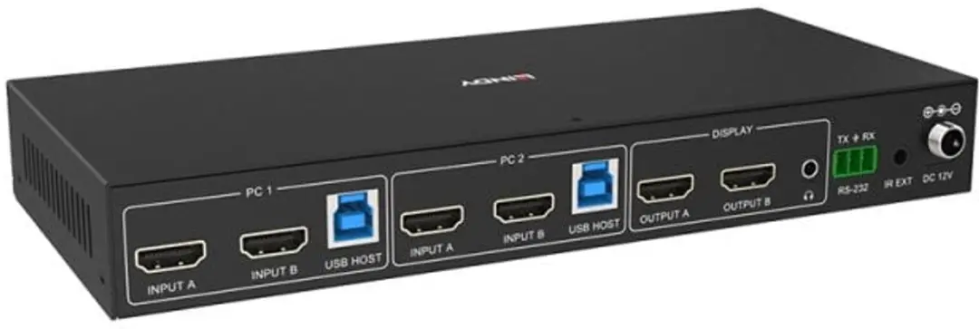 Lindy 39314 2-Port Dual Head HDMI KVM Switch 4K60 - USB3.0