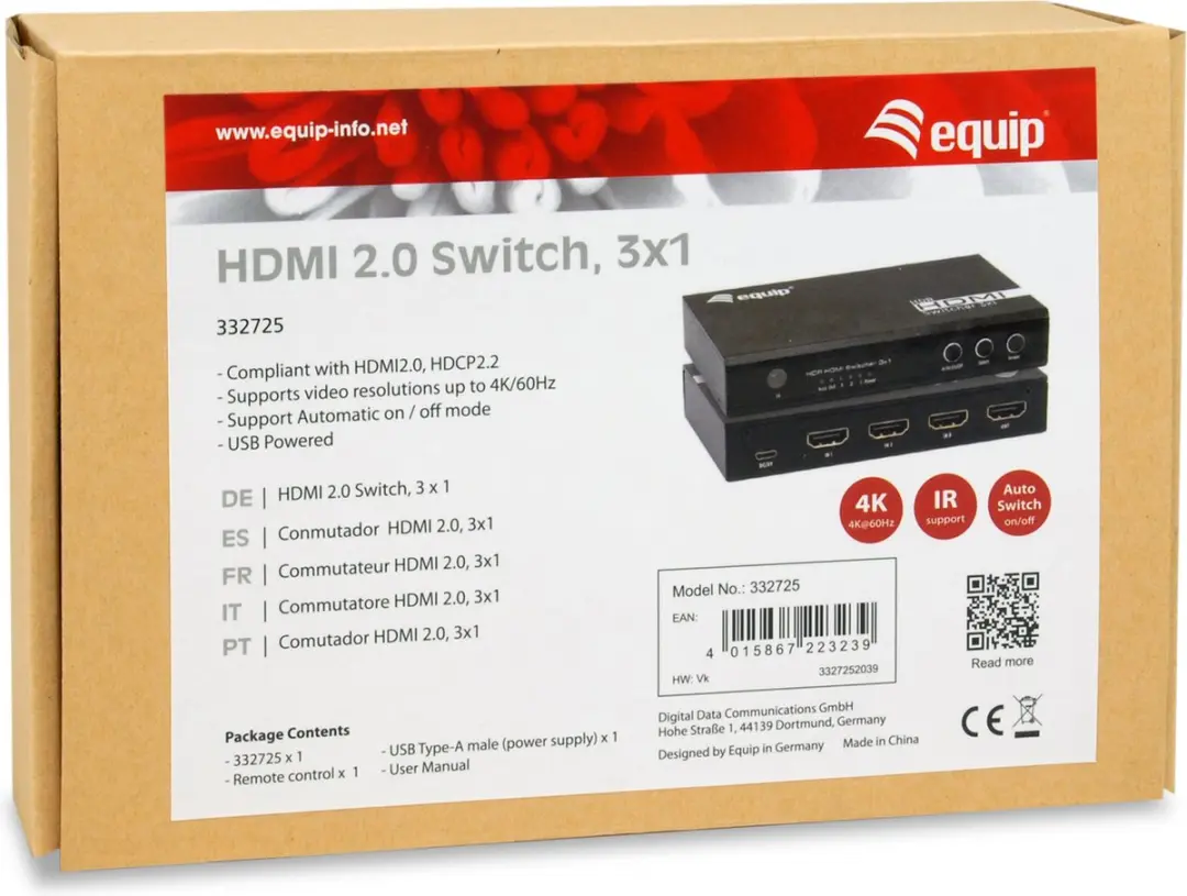 Equip 332725 HDMI Videoswitch - Zwart