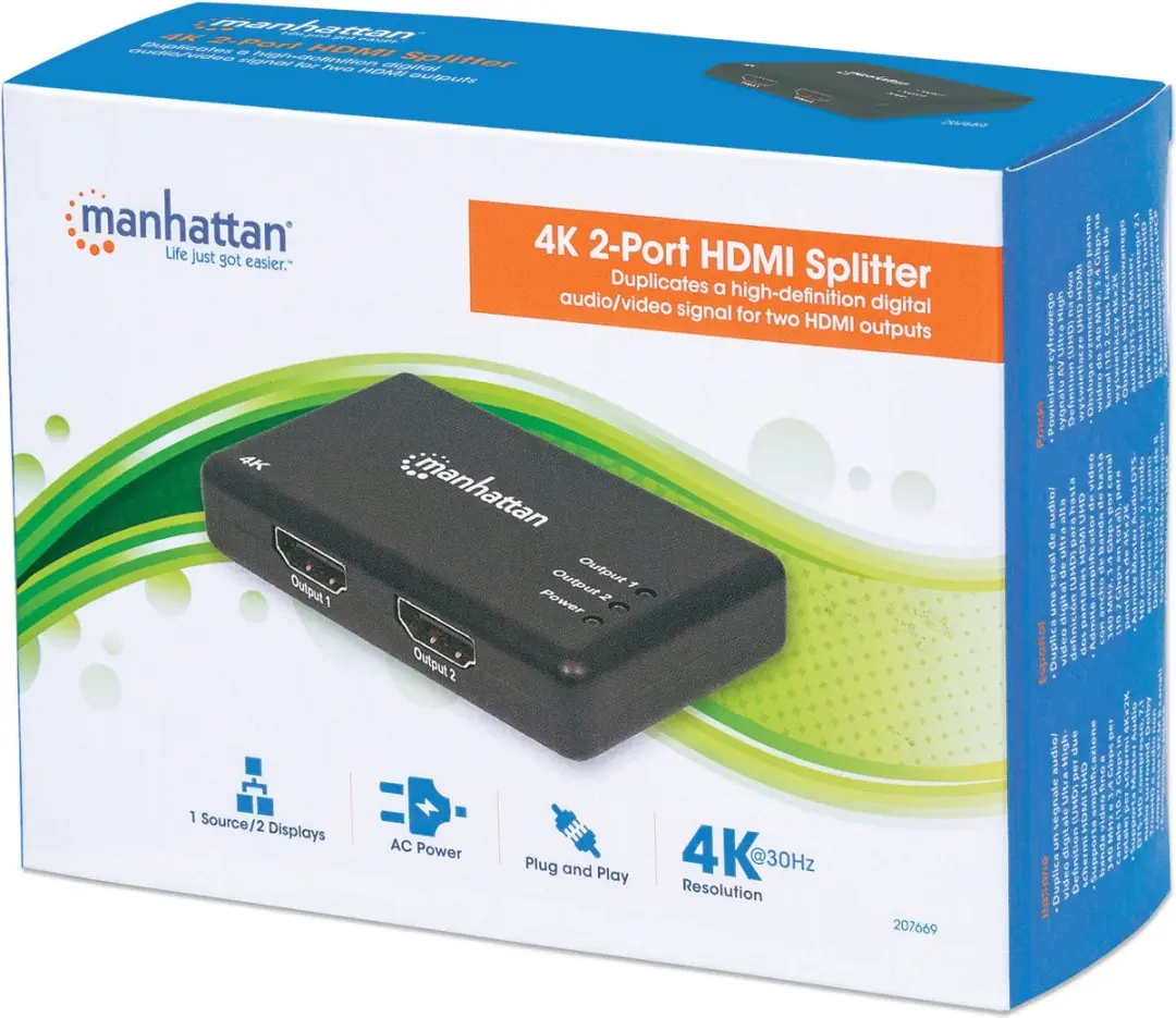Manhattan 207669 HDMI-splitter 4K - Zwart
