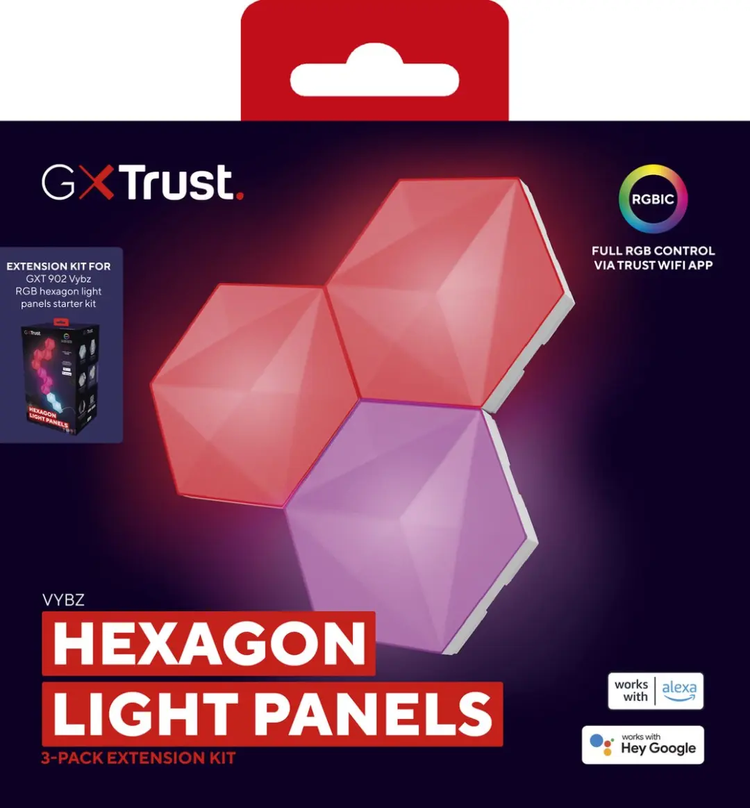 Trust GXT903 VYBZ RGB Hexagon Lichtpanelen - 3 Stuks - afbeelding 6 van 6