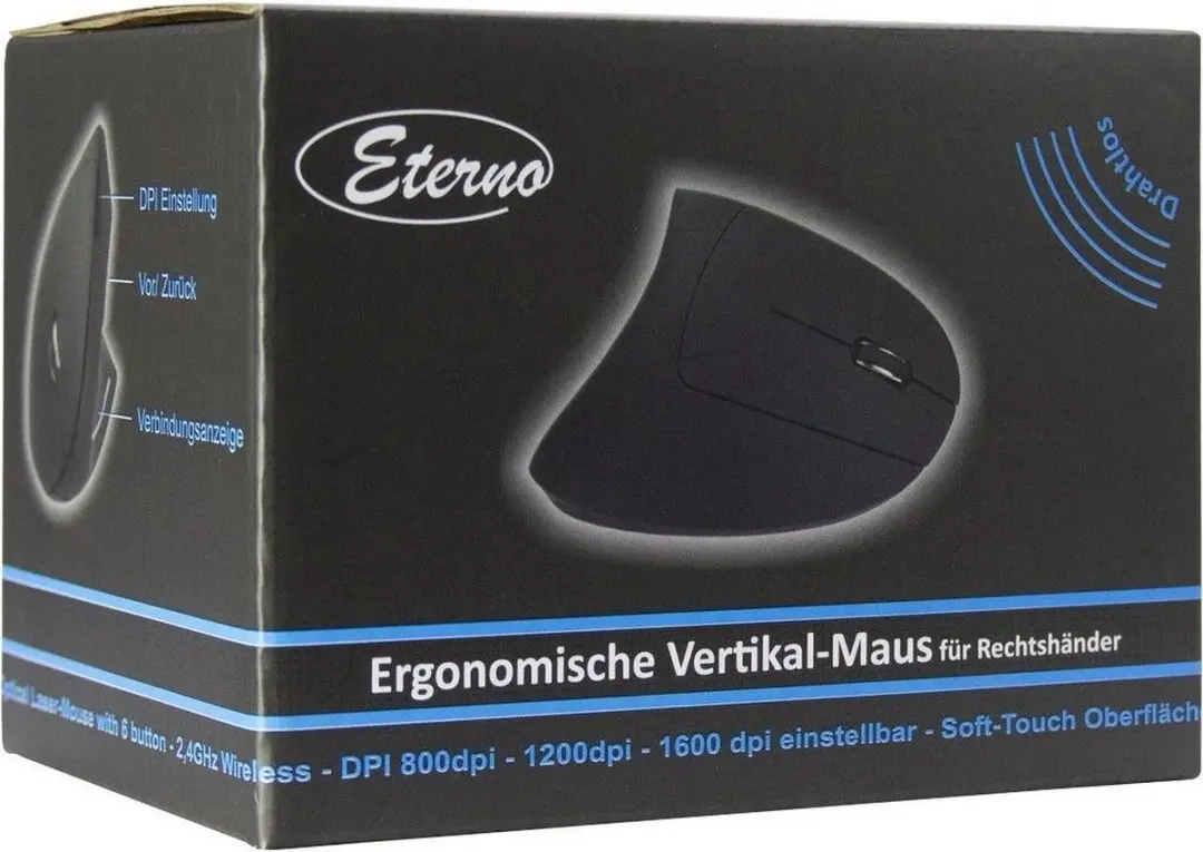 Intertech KM-206R Draadloze Ambidextrous Muis 1600 DPI - Zwart