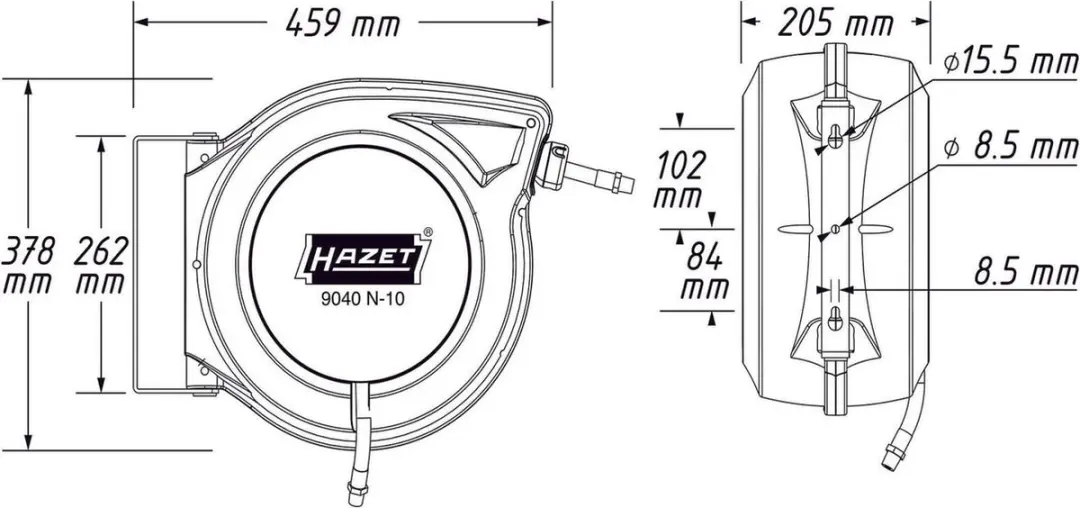 Hazet Slanghaspel 9040N-10 15m - 20 bar - Rood - afbeelding 5 van 6