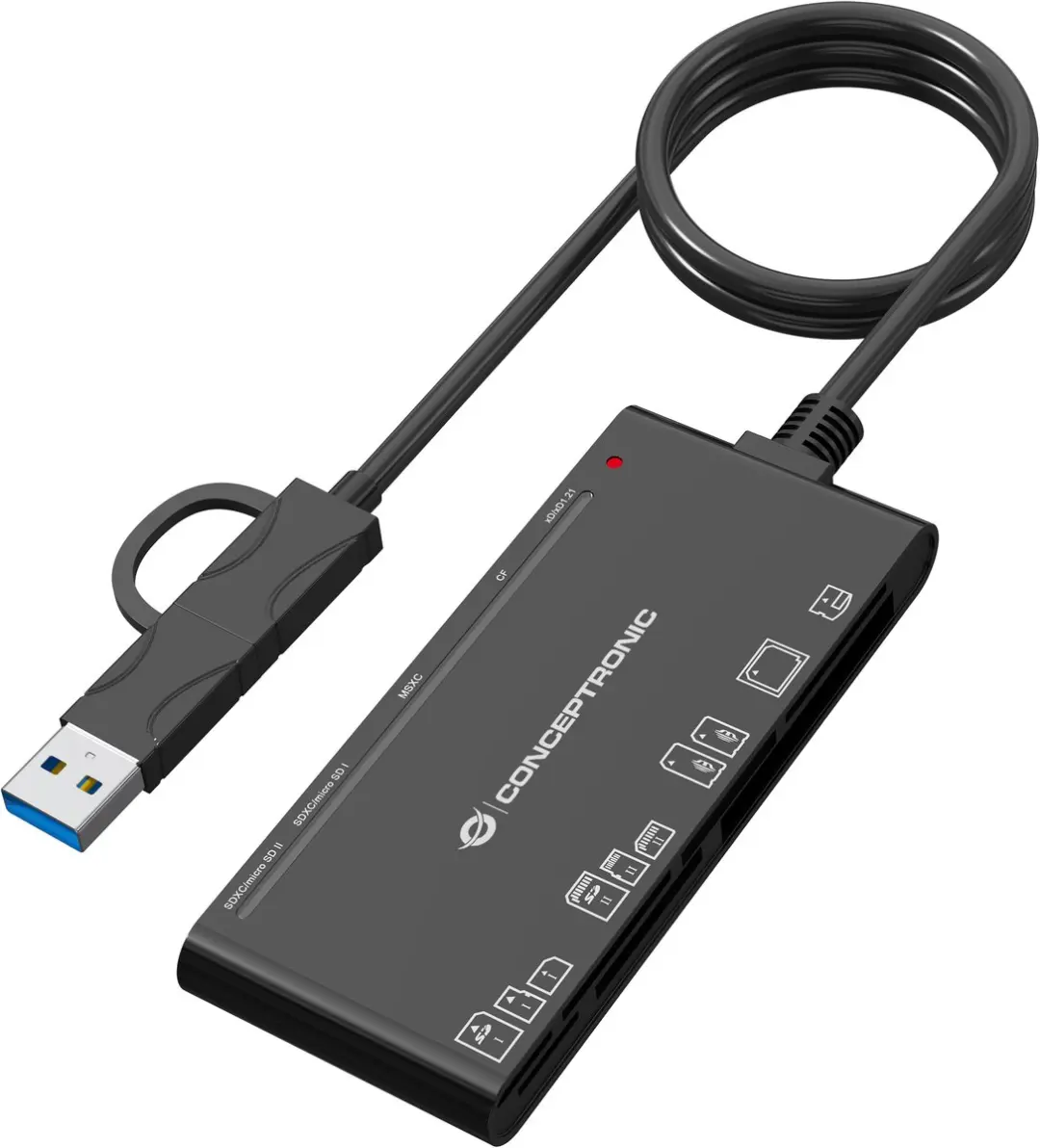 Conceptronic BIAN10B Geheugenkaartlezer USB 3.2 Gen 1 - Zwart
