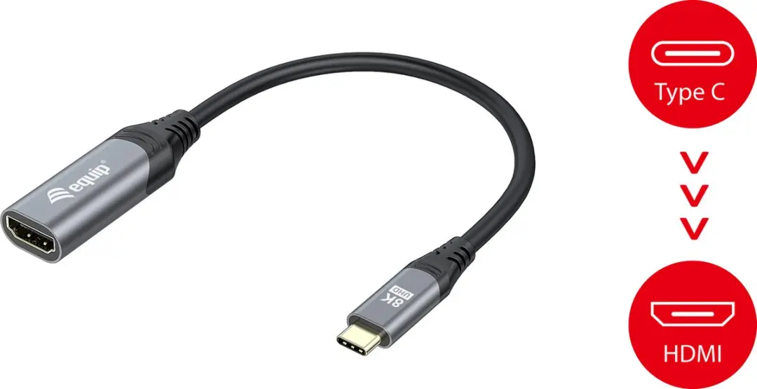 Equip 133492 USB Type-C naar HDMI Adapter 0,15m - Zwart/Grijs