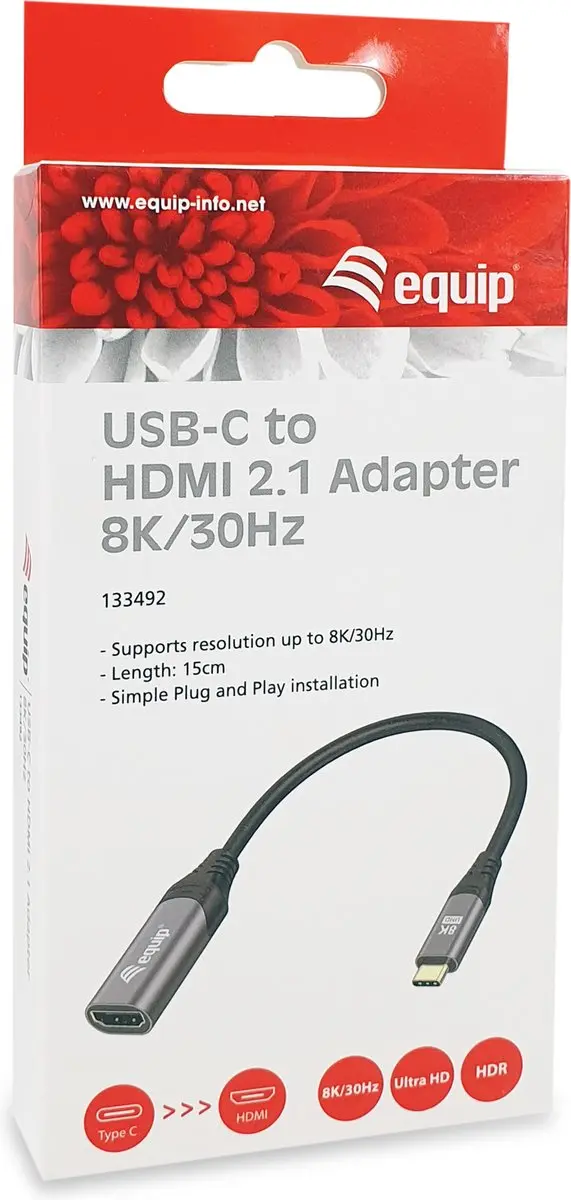 Equip 133492 USB Type-C naar HDMI Adapter 0,15m - Zwart/Grijs - afbeelding 6 van 6