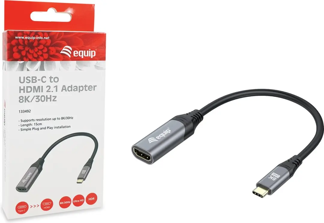 Equip 133492 USB Type-C naar HDMI Adapter 0,15m - Zwart/Grijs