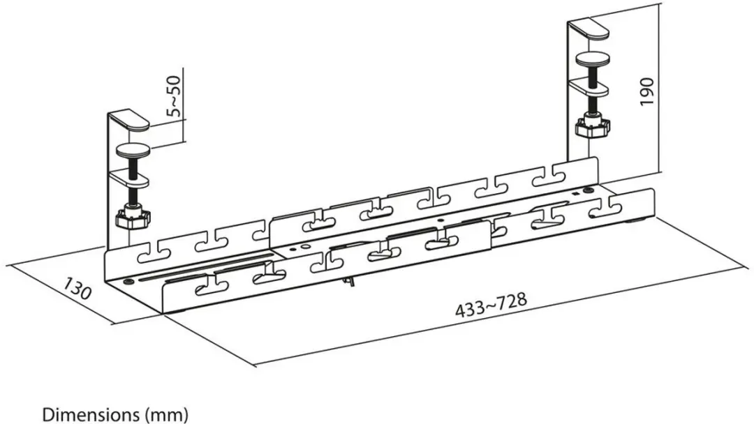 ACT AC8379 Verstelbare Kabelgoot 43-72cm - Zwart