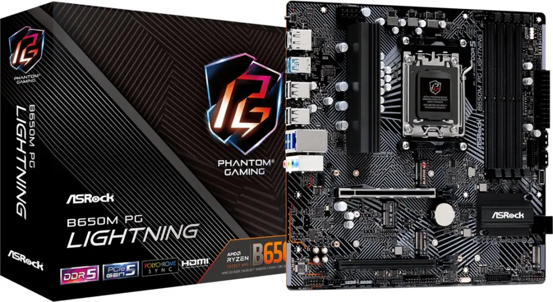 ASRock B650M PG Lightning AM5 Micro-ATX Moederbord