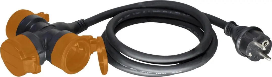 Relectric Pro Verlengsnoer 5m 3-voudig 3600W - Zwart/Oranje