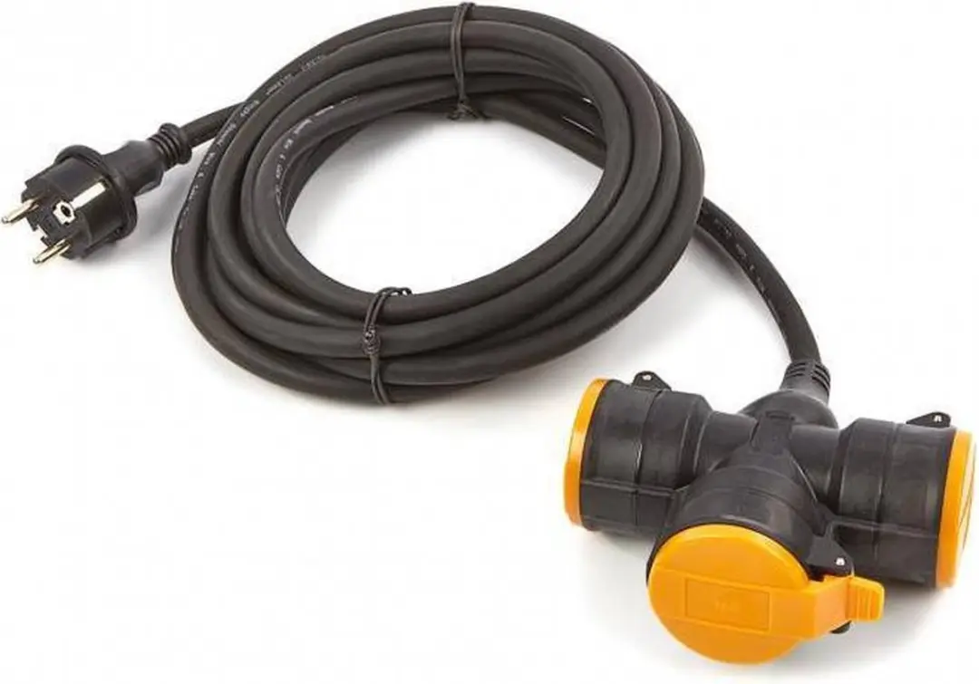 Relectric Pro Verlengsnoer 5m 3-voudig 3600W - Zwart/Oranje