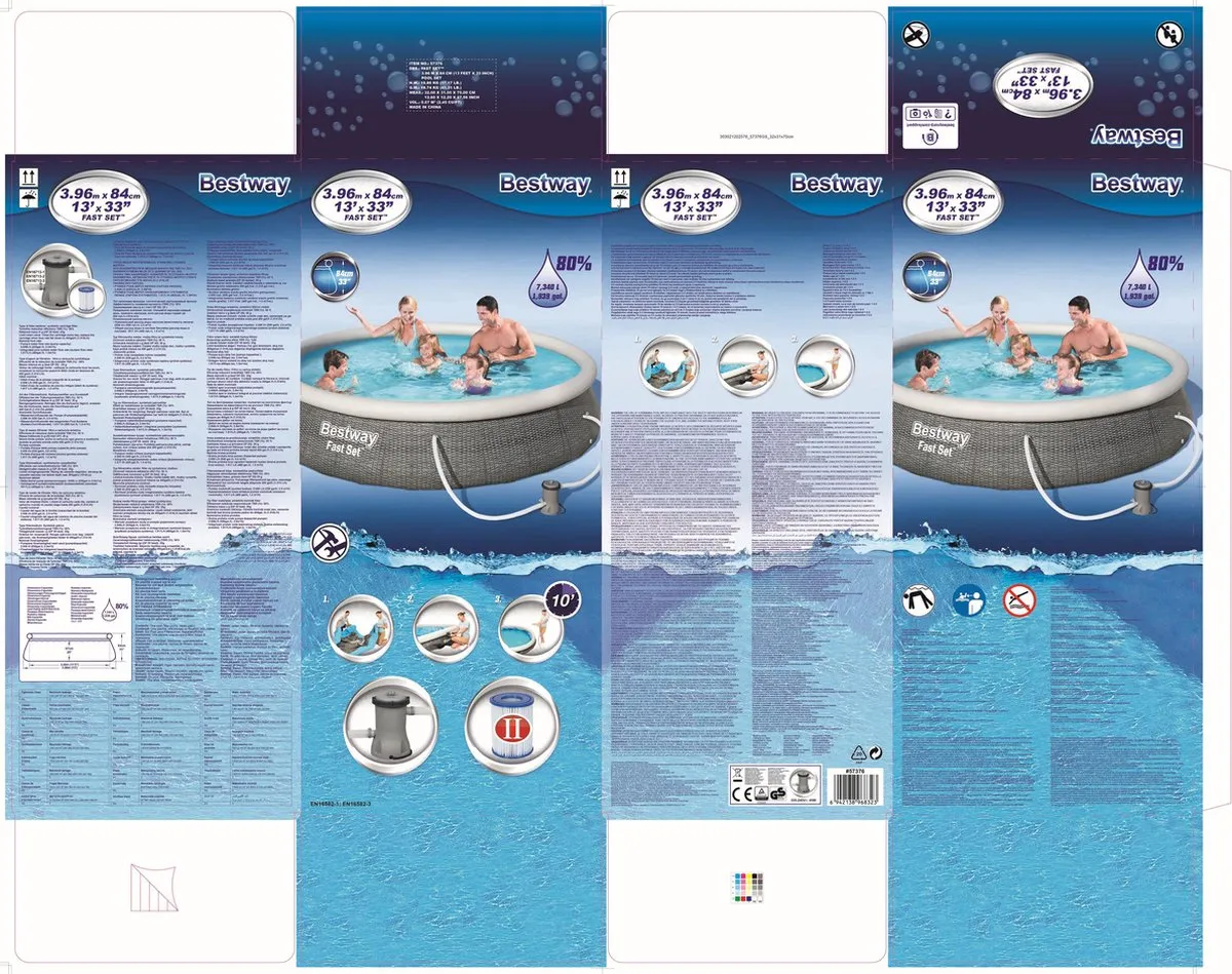 Bestway Opblaaszwembad 396x84cm - 7.340L - Grijs - afbeelding 6 van 6