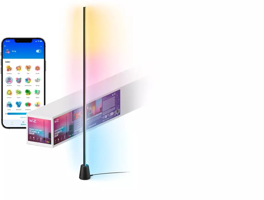 WiZ Gradient Vloerlamp - 9.7W RGB - 140cm - Zwart - afbeelding 3 van 6