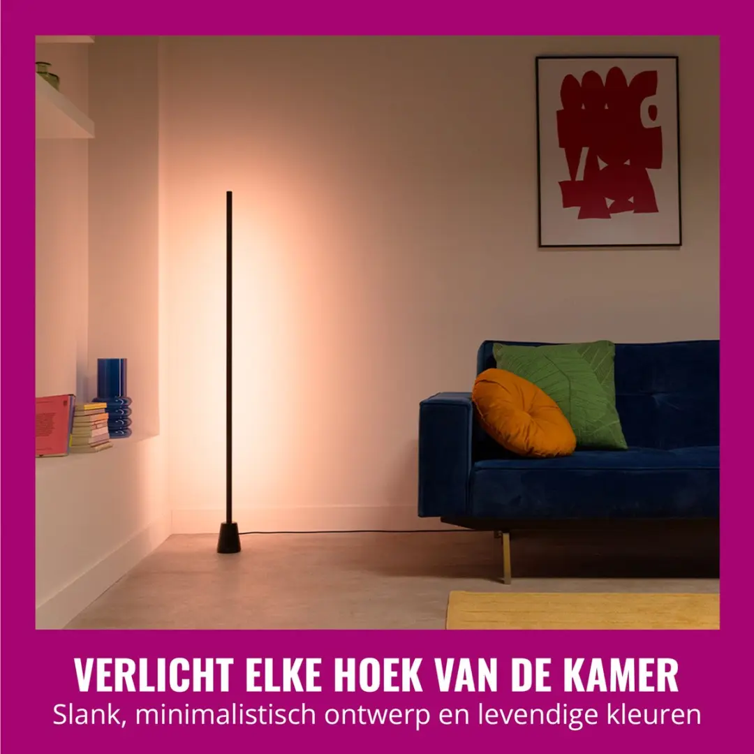 WiZ Gradient Vloerlamp - 9.7W RGB - 140cm - Zwart - afbeelding 5 van 6