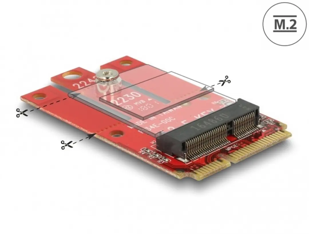 Delock Adapter Mini PCIe > M.2 Key E slot
