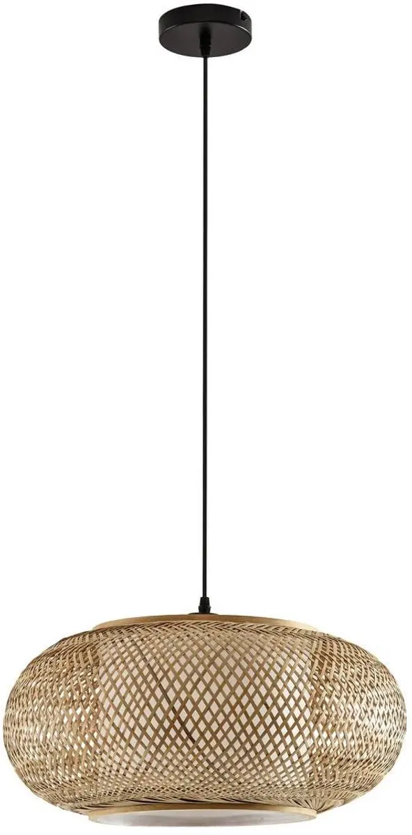 Lindby Hanglamp Bamboe Metaal 1 Lichtpunt - Ø50cm