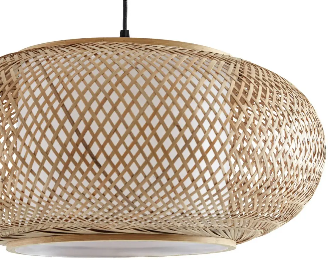 Lindby Hanglamp Bamboe Metaal 1 Lichtpunt - Ø50cm