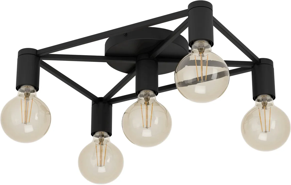 Eglo Speke Plafondlamp E27 - 5 Lichtpunten - 41,5 cm Zwart