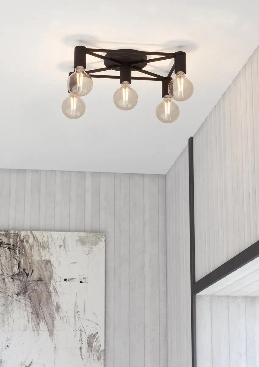 Eglo Speke Plafondlamp E27 - 5 Lichtpunten - 41,5 cm Zwart