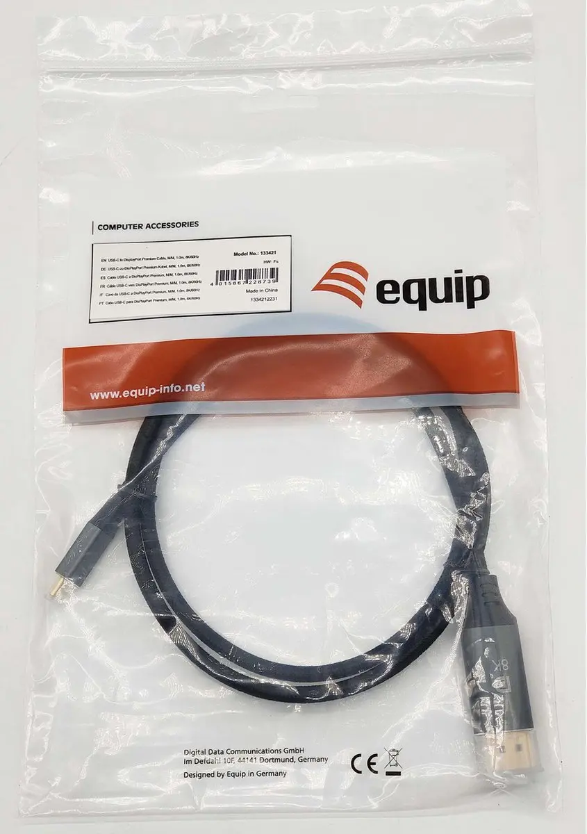 Equip USB-C naar DisplayPort Premium Kabel 133421 - 8K/60Hz - 1m - Grijs - afbeelding 6 van 6