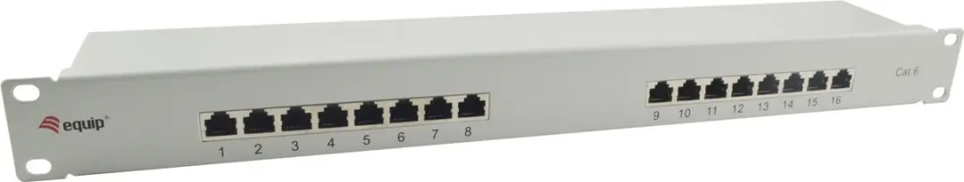 Equip Patchpanel 16x RJ45 Cat6 19" 1HE - Grijs
