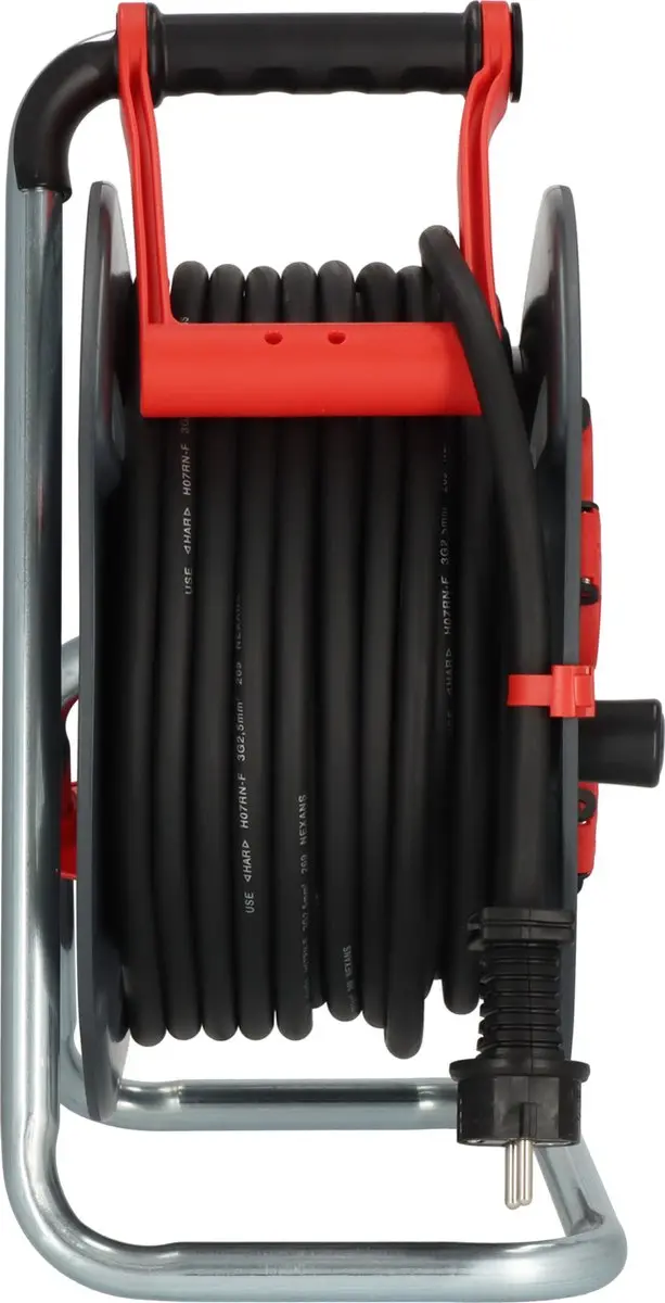 Brennenstuhl Professional Kabelhaspel 300 KU 2200 - 25m - 5 Stopcontacten - 3300W - Zwart/Rood