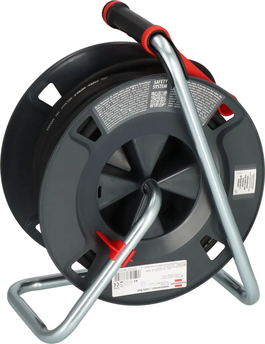 Brennenstuhl Professional Kabelhaspel 300 KU 2200 - 25m - 5 Stopcontacten - 3300W - Zwart/Rood
