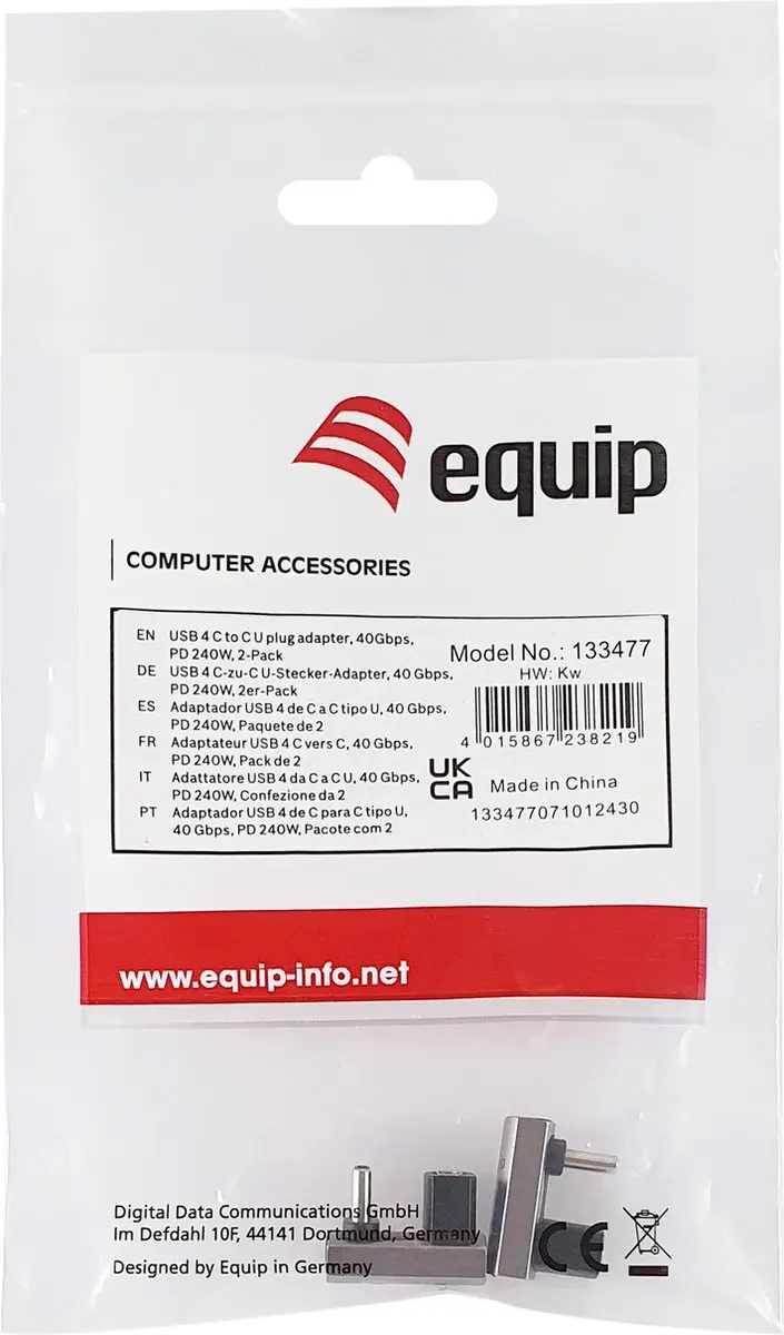 Equip 133477 USB-C Adapter 240W PD - 40Gbps - 2 Stuks