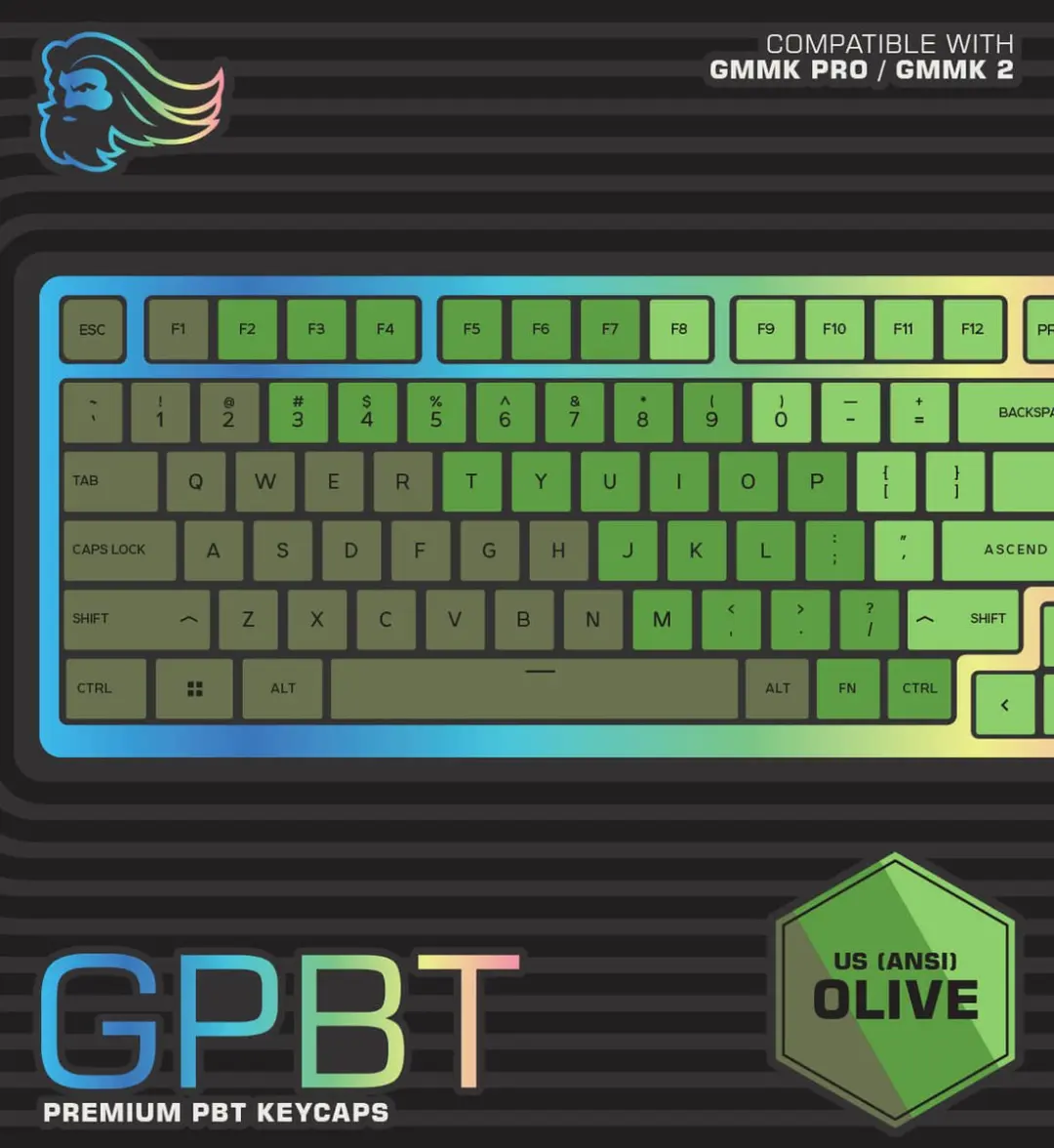 Glorious PC Gaming Race GPBT Keycapset - 114 Stuks ANSI - Olijfgroen