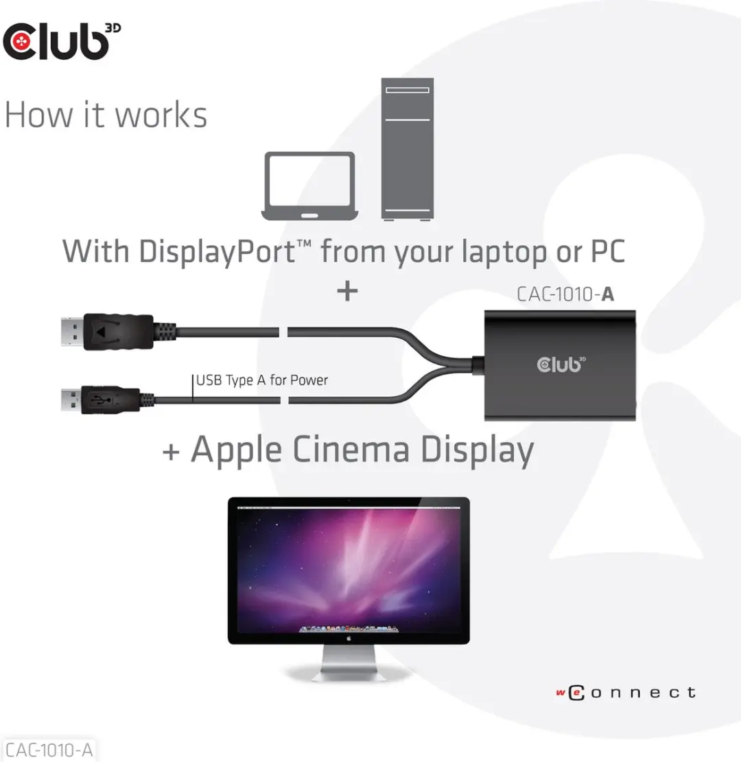 CLUB3D CAC-1010-A DisplayPort naar Dual Link DVI-D Adapter - Zwart
