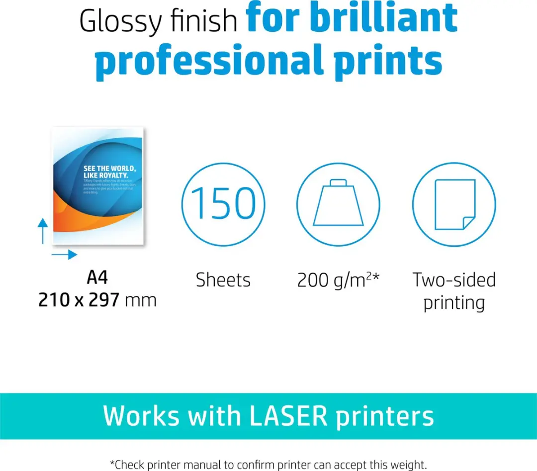 HP Laser Papier A4 Glans 200 g/m² - 150 Stuks