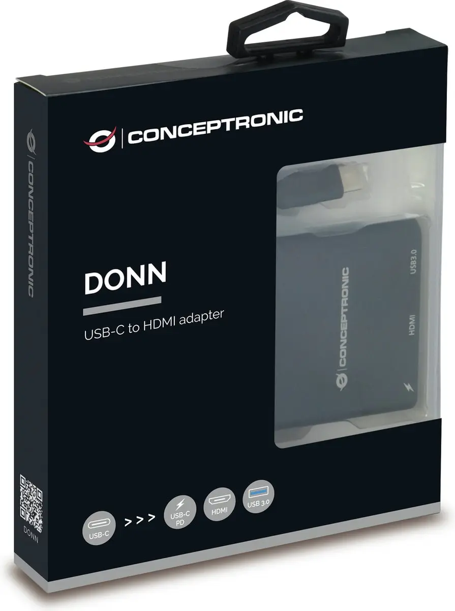 Conceptronic DONN01B USB Hub - 3 Poorten Zwart - afbeelding 6 van 6