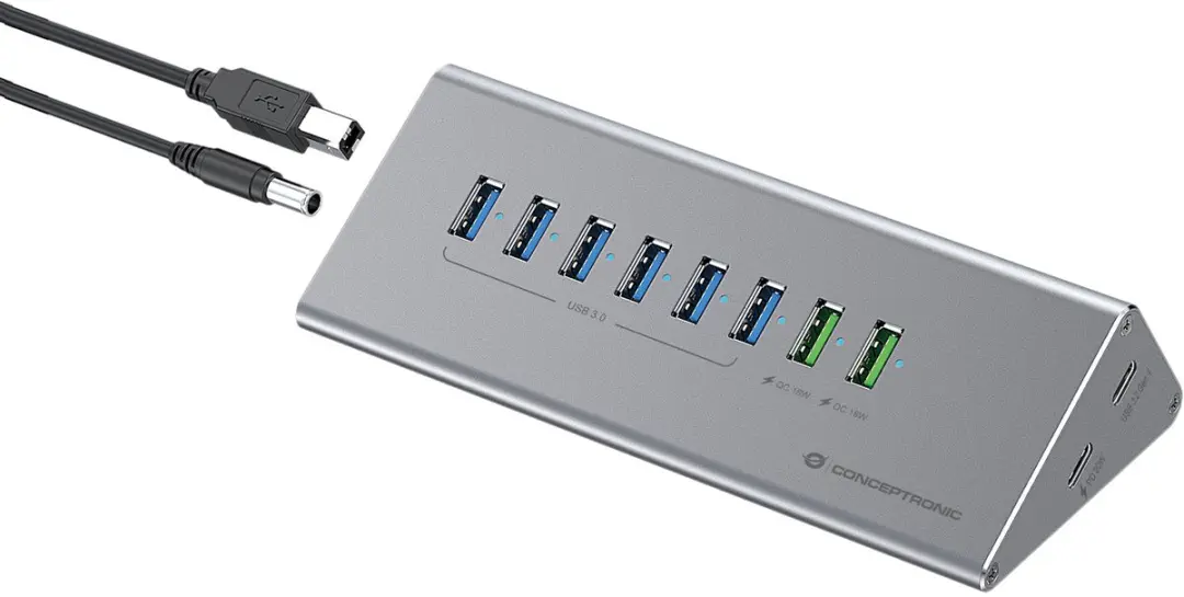 Conceptronic HUBBIES18G USB 3.2 Hub - Grijs