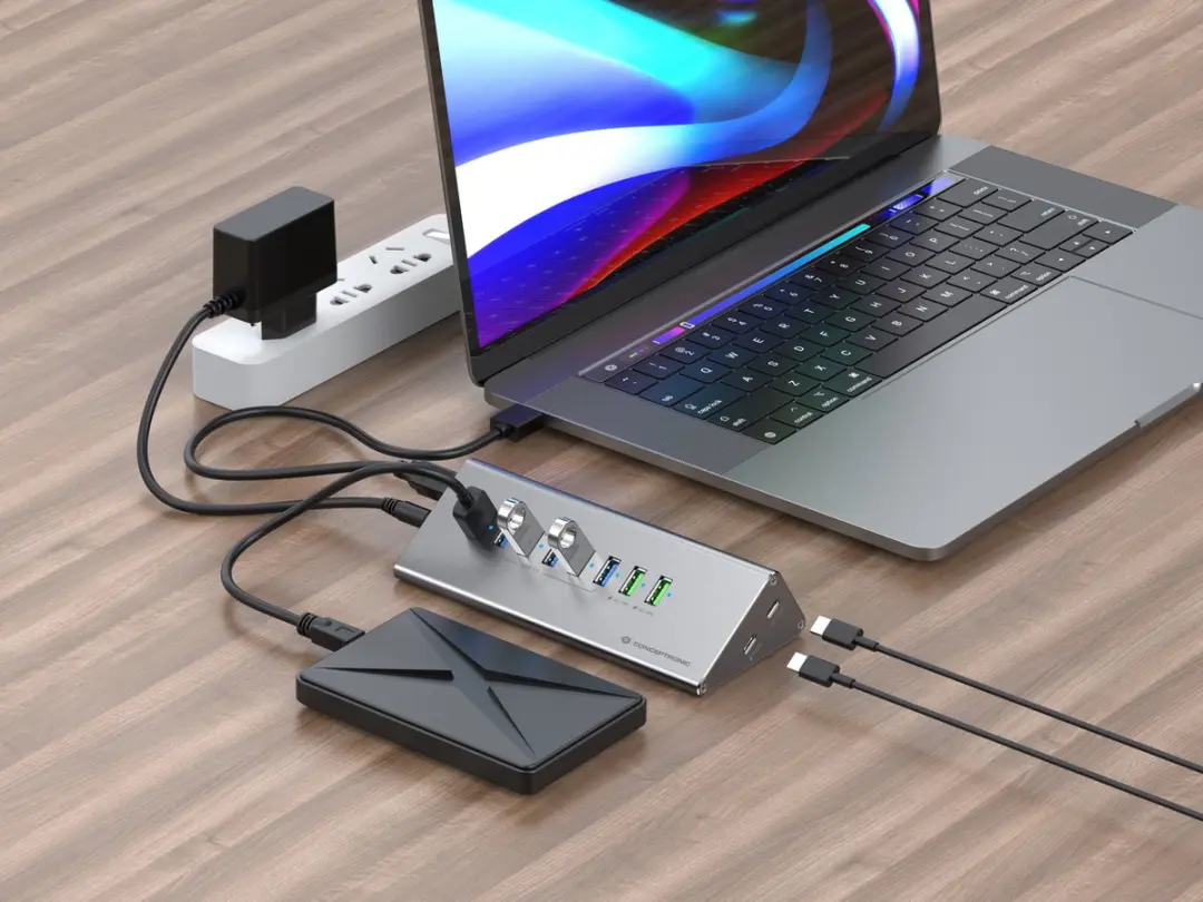 Conceptronic HUBBIES18G USB 3.2 Hub - Grijs