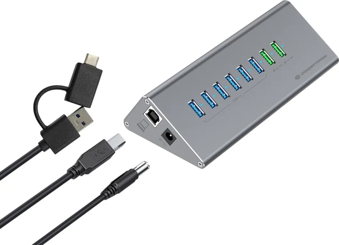 Conceptronic HUBBIES18G USB 3.2 Hub - Grijs - afbeelding 6 van 6
