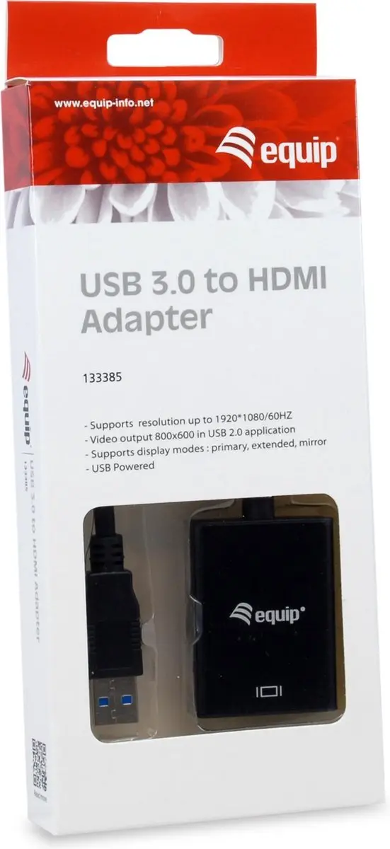 Equip USB A naar HDMI Adapter 1920x1080 - Zwart