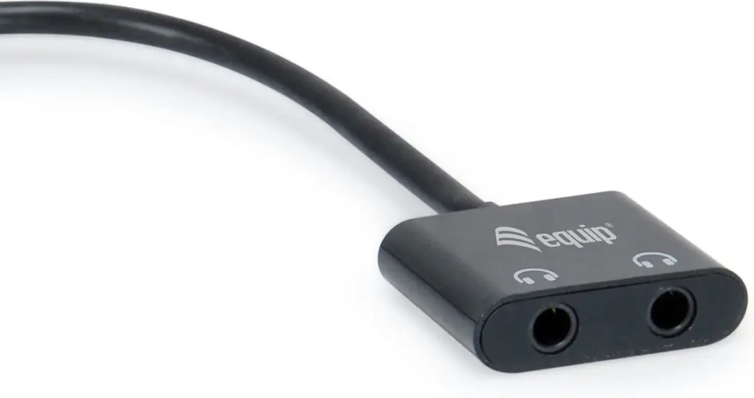 Equip 133469 USB-C naar 2x 3,5mm Audiokabel - 0,15m - Zwart