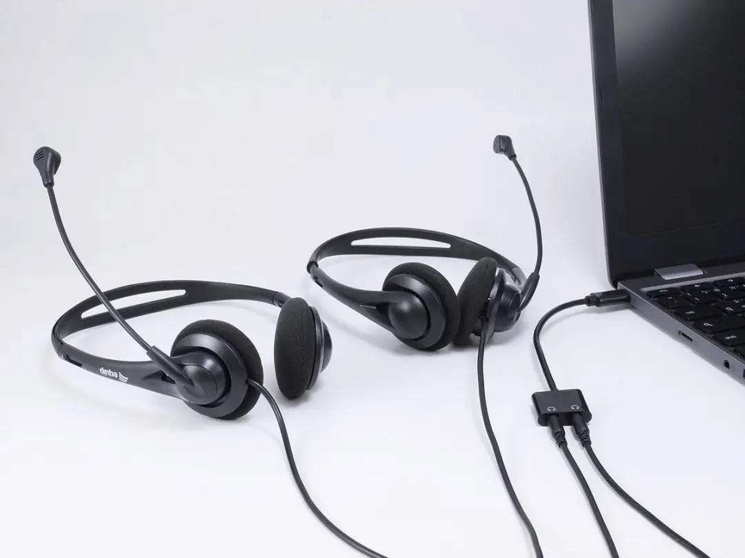 Equip 133469 USB-C naar 2x 3,5mm Audiokabel - 0,15m - Zwart