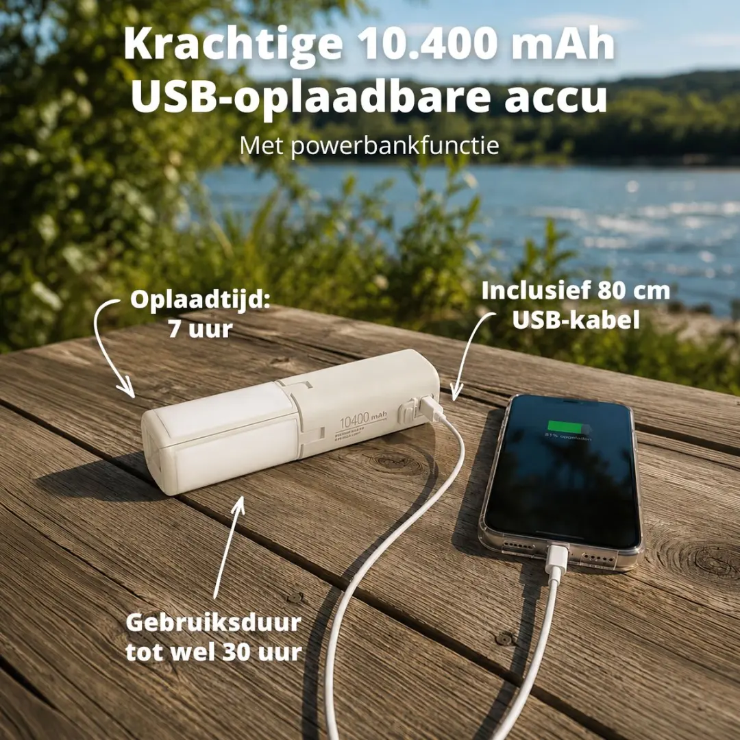 FlinQ Oplaadbare LED Tafellamp/Zaklamp - 4 Panelen - Powerbank