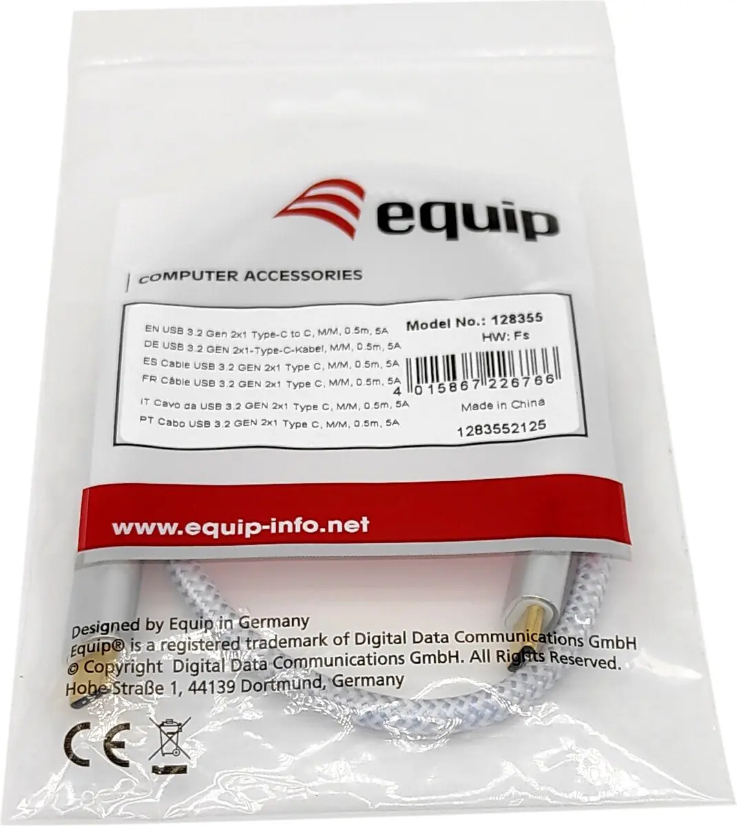 Equip USB-C Kabel 2m USB 3.2 Gen 2 - Wit